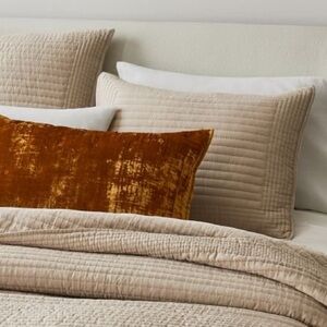 West Elm Silky TENCEL Pick Stitch Shams in sand set of 3